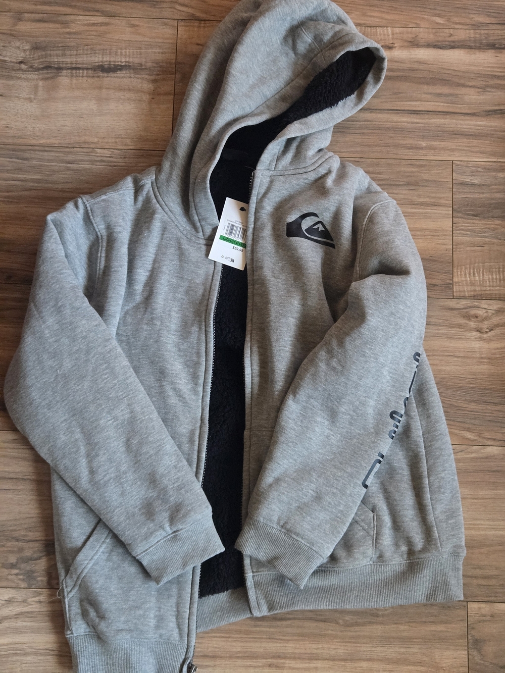 Quiksilver Kids Gray Hooded Zip Sherpa Jacket